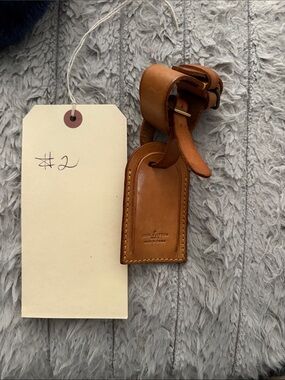 Louis Vuitton Brown Leather Luggage Tag with Strap